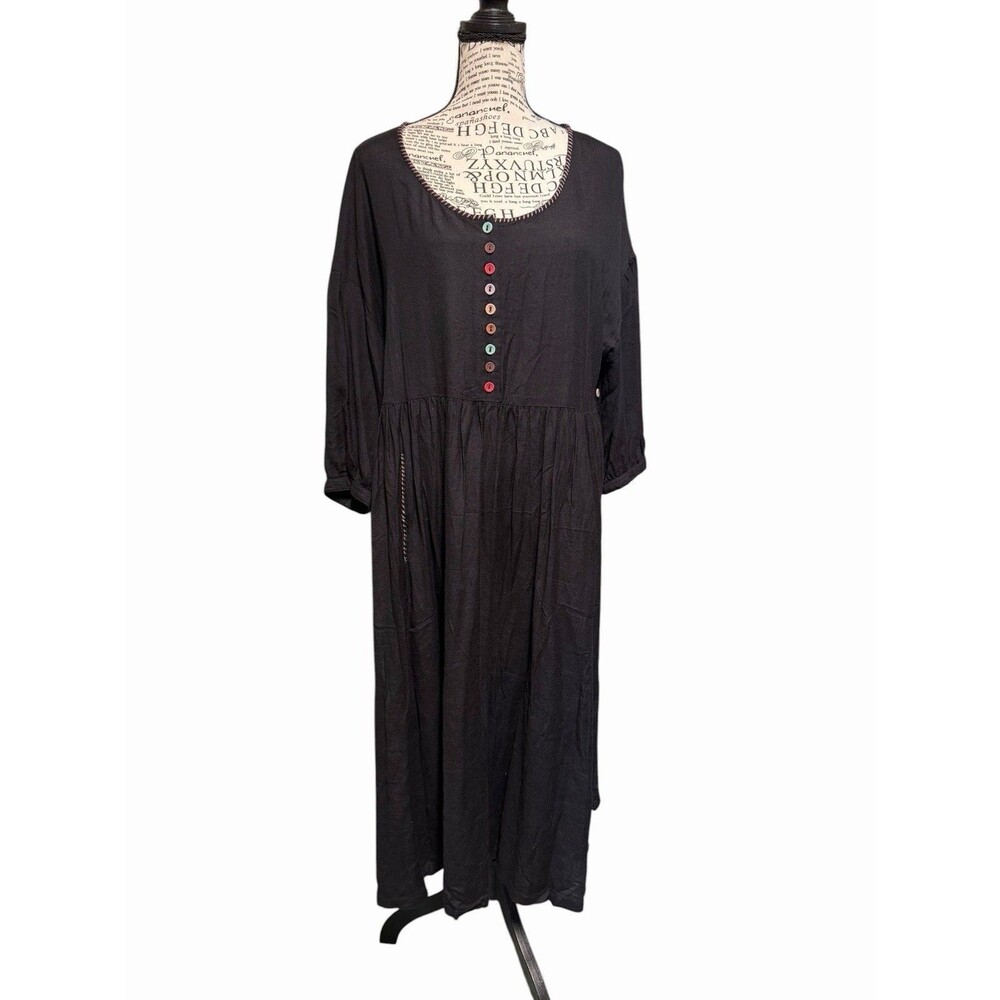 April Cornell Women’s Black Dress Size S Cottagecore Coquette Boho Minimalist